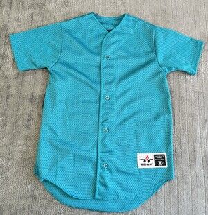 Alleson Athletic Teal Turqoise Mesh Baseball Shirt Button-up Jersey Youth Medium